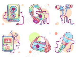 音乐或音频线条艺术图标