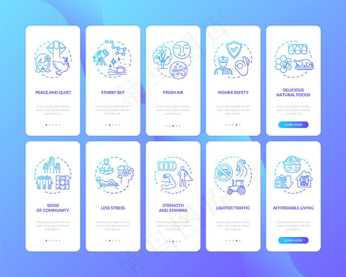 郊区生活优势上车手机app移动应用程序app页面屏幕设置与概念eps,ai矢量模版下载