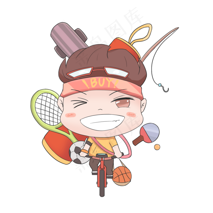 双十一电商购物卡通手绘运动达人(2000X2000(DPI:300))psd模版下载