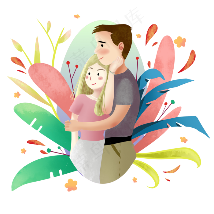 情人节恋人摸脸甜蜜虐狗PNG图