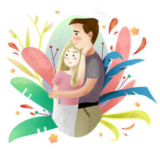 情人节恋人摸脸甜蜜虐狗PNG图