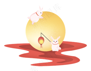 中秋节节日中秋佳节兔子月兔月亮
