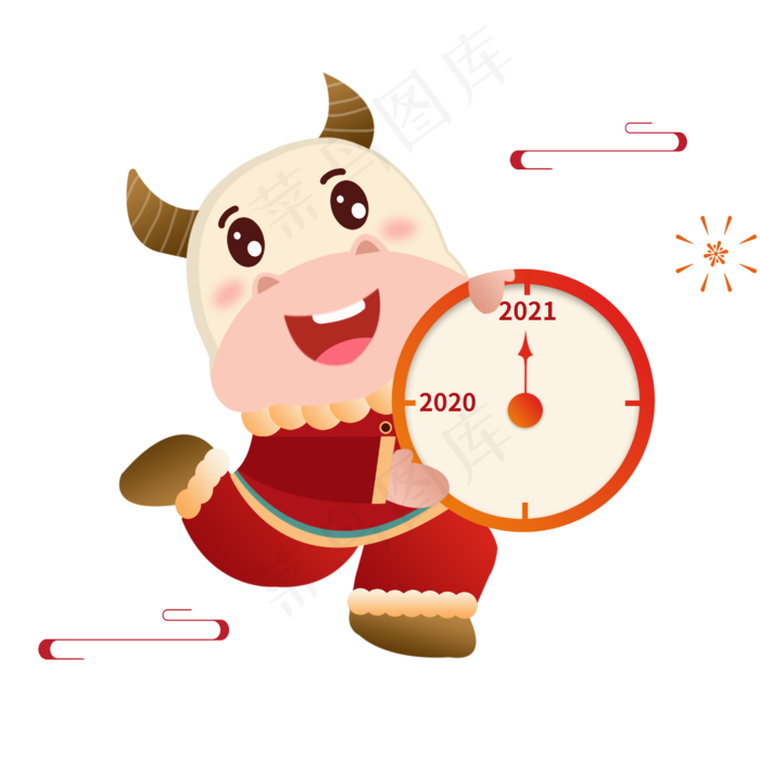跨年新年卡通牛元素
