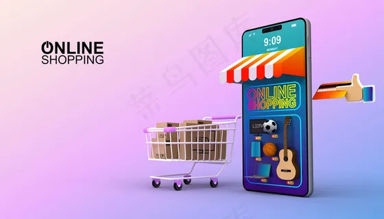 网上购物,手机app移动应用,三维渲染插图 网上购物,手机app移动应用,三维渲染插图