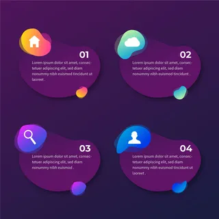 带图标的渐变抽象形状信息图