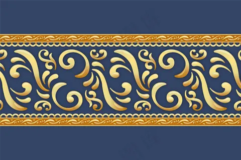 蓝色背景金色装饰边框