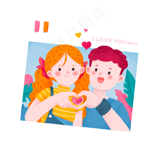 七夕情侣比爱心拍立得