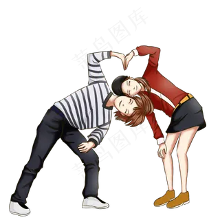 七夕情人节连心情缘缘分卡通情侣