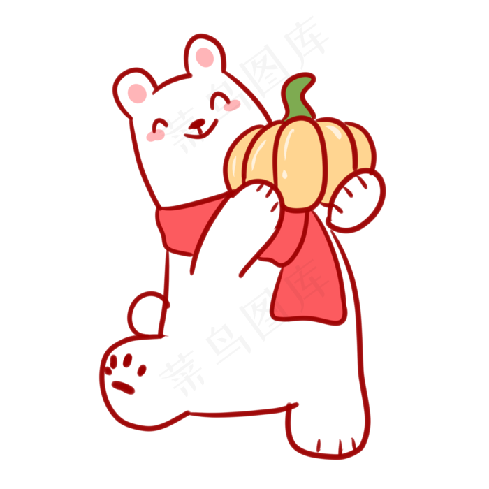 拿着南瓜的白熊(2100X2100(DPI:300))psd模版下载