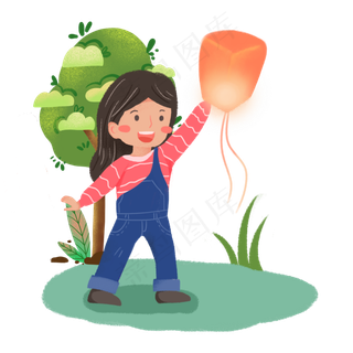 中秋节女孩放孔明灯素材 中秋节女孩放孔明灯素材