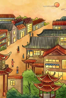 新中国风古代街市建筑房子闹市庙会 新中国风古代街市建筑房子闹市庙会