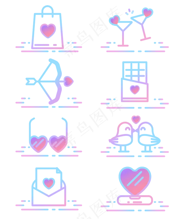 荧光情人节图标(2000X2000(DPI:72))ai矢量模版下载