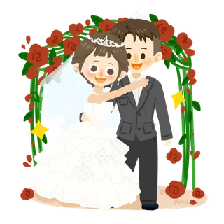 七夕情侣婚礼现场PNG素材