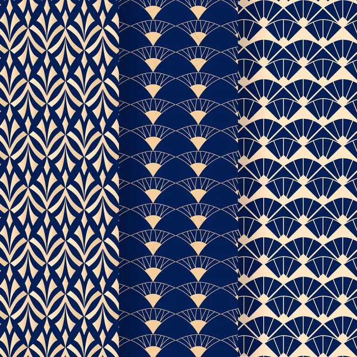 蓝色装饰艺术无缝图案eps,ai矢量模版下载