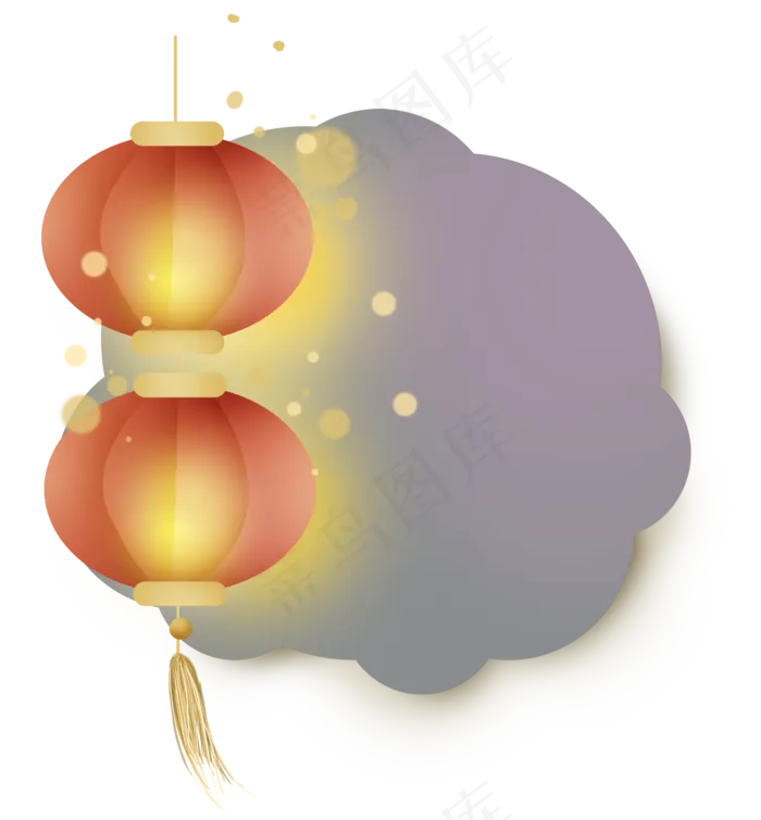 中国风夜色灯笼文本框(2000X2158(DPI:299))psd模版下载