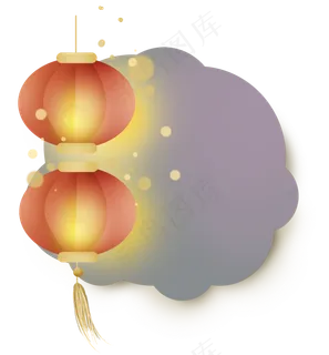 中国风夜色灯笼文本框