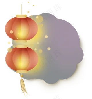 中国风夜色灯笼文本框