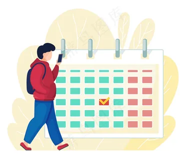 带着智能手机的人，使用calndar，计划概念