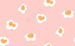 手绘抽象现代卡通烹饪时间无缝模式与鸡蛋和蛋黄隔离粉彩粉红色的背景