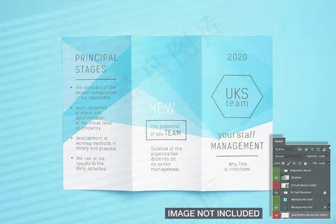 打开的三折页宣传单,DM传单模型样机