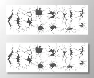 干裂。接地孔裂缝、裂缝和损坏的墙壁纹理集