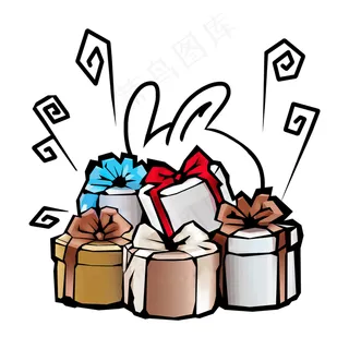 中秋节月兔送礼彩色简约PS素材