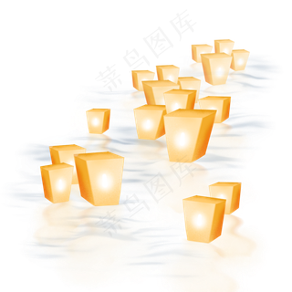 中元节黄色河灯手绘