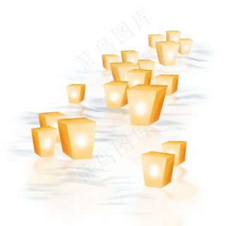 中元节黄色河灯手绘