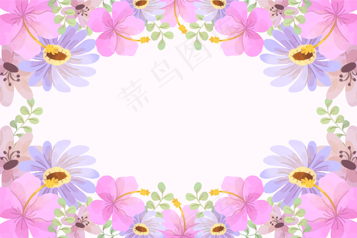 粉红色花朵的水彩春天背景