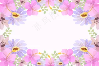 粉红色花朵的水彩春天背景