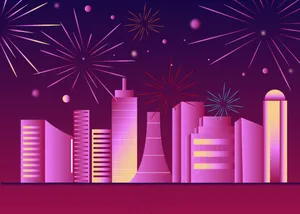 春节新年城市夜景