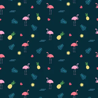 粉红火烈鸟无缝图案背景。插图