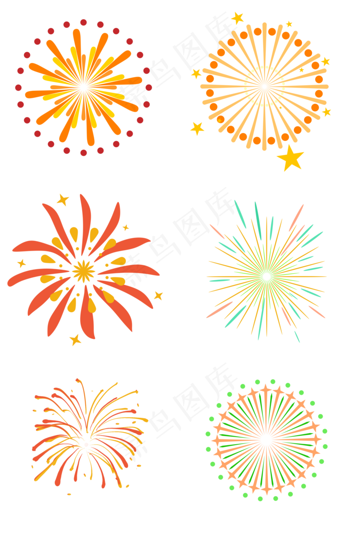 扁平撞色烟花