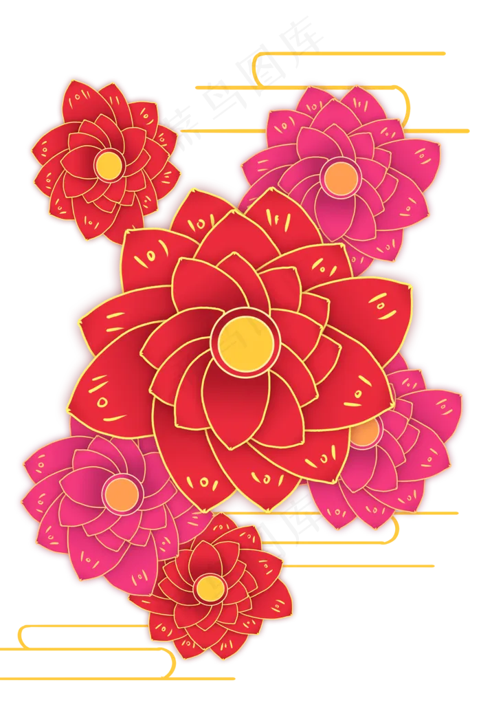 新年立体剪纸花朵(2000X3000(DPI:300))psd模版下载