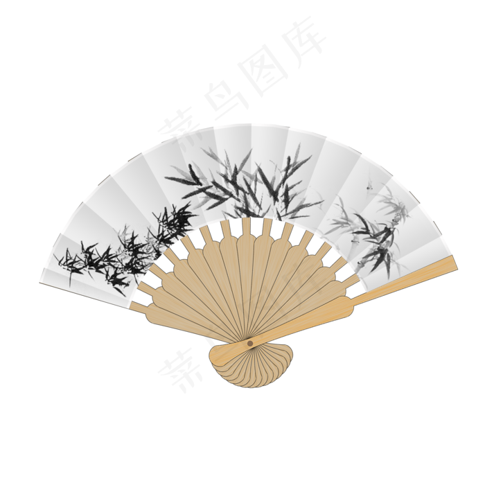 古风水墨竹子折扇(2000X2000(DPI:300))psd模版下载
