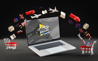 黑色背景的购物卡和在售商品