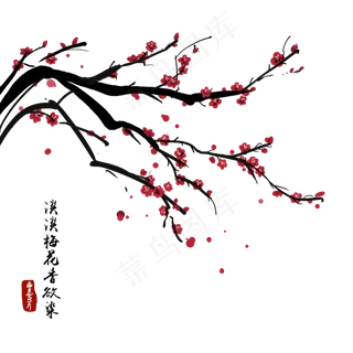 冬天里的梅花中国风简约手绘元素