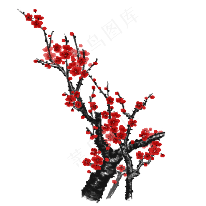 中国风红色花卉梅花(2000X2000(DPI:300))psd模版下载