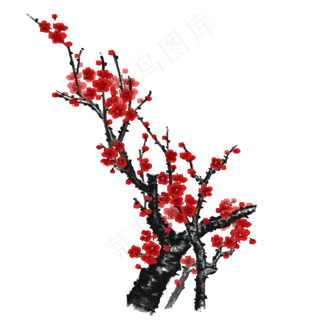 中国风红色花卉梅花