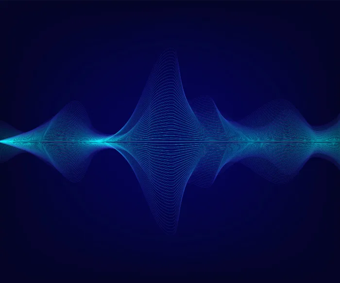 黑色背景上的蓝色闪亮声波eps,ai矢量模版下载