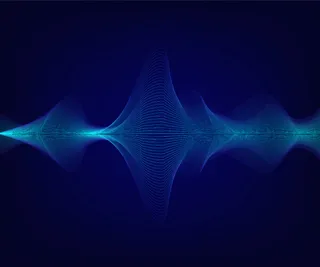 黑色背景上的蓝色闪亮声波