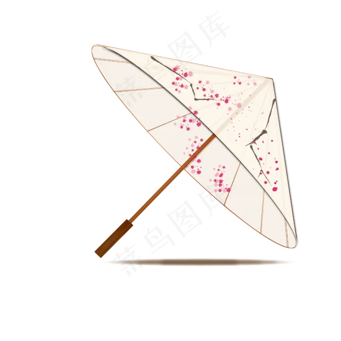 中国风浅色梅花折伞可商用(3072X4107(DPI:300))ai矢量模版下载