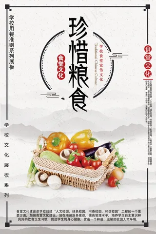 校园餐厅食堂挂画标语海报反对浪费节约粮食