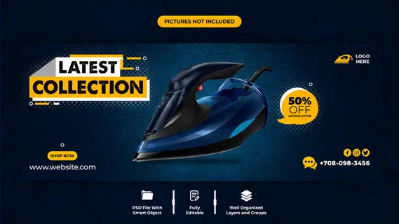 产品推广和熨衣机facebook封面模板