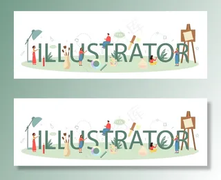 平面插画设计师，插画排版标题概念