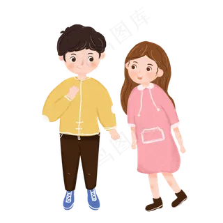 卡通情人节情侣人物