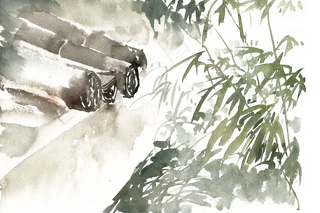 水彩画立冬时节的青竹