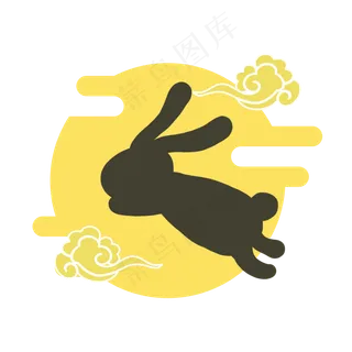 中秋月兔月亮剪影