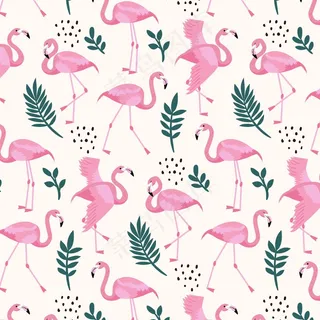 不同叶子的火烈鸟图案