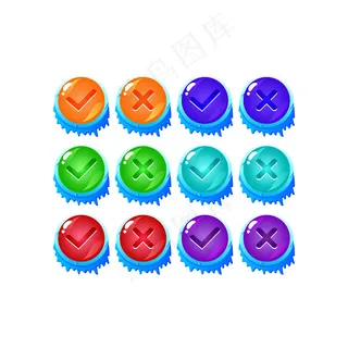 设置冰激凌冬季果冻游戏ui按钮是和否复选标记